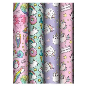 Упаковочная бумага 1шт глянц. 70*100см, MESHU "Unicorn", 80 г/м2, ассорти, 4 дизайна 372616