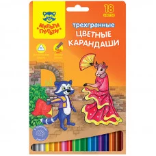 Карандаши Мульти-Пульти "Енот в Испании", 18цв., трехгран., заточен., картон, европодвес Мульти-Пульти 239791