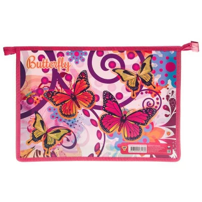 Папка для тетрадей А4 молния сверху ламин "Butterfly" ПЧЕЛКА ПМ-А4-29 078217