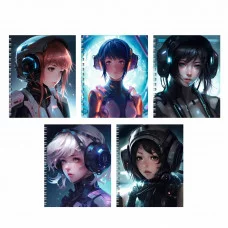 Тетради А5 96л. Гребень. Клетка. Обложка: мелованный картон, ламинация Glitter, Тиснение фольгой Серебро. Бумага белый офсет 60г/м2 В далекой Галактике ТСФ968846