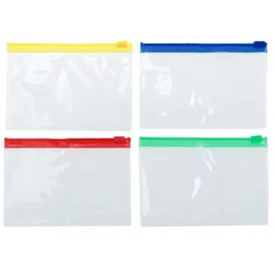 Папка-конверт на молнии формат А7+ 200мкр прозрачная молния МИКС 8,5*13см 548614