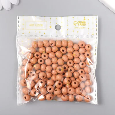 Бусины для творчества дерево "Заварной крем" d-0,8 см, набор 20 гр   9463306