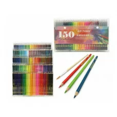 Карандаши 150 цв. ZIQIANYI CF-81 акварельные деревянные, заточенные, в пластиковом чемодане на кнопках, кисть круглая синтетика в комплекте №QY-2009 317565