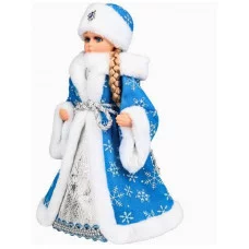Сувенир музыкальный Внучка деда мороза в голубой шубе с мелодией 40 см Т-6821
