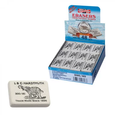 Ластик Koh-I-Noor "Elephant" 300/40, прямоугольный, натуральный каучук 35*23*8мм Koh-I-Noor 001465