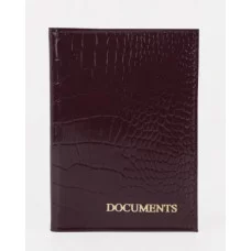 Обложка д/автодок, 10*1*13см, крокодил бордовый 1628250