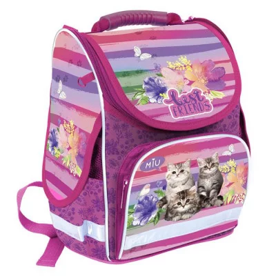 Рюкзак шк. ПОЛОСАТЫЕ КОТЯТА 36х26х20 см жестк. каркас 182644