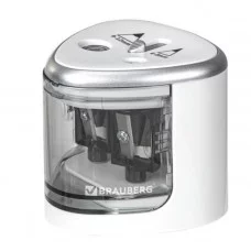 Точилка электрическая BRAUBERG DUAL (для 2 диаметров карандашей!), 4 батарейки АА, белая, 270580