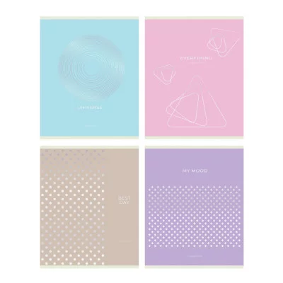 Тетрадь 60л., А5, клетка BG "Silver pattern", тиснение фольгой 346520