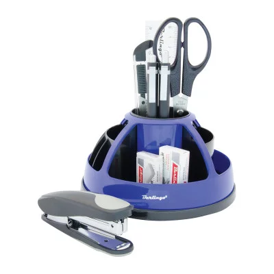 Настольный органайзер Berlingo "BR", 9 предметов, вращающийся, черный/голубой BERLINGO_ 196600