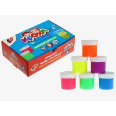 Краски пальчиковые 06цв по 40мл флуо карт упак ЛУЧ 24С 1498-08 162365