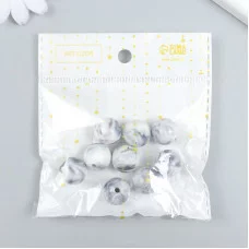 Бусины пластик "Разводы краски. Серые" набор 20 гр d=1,6 см   9424516