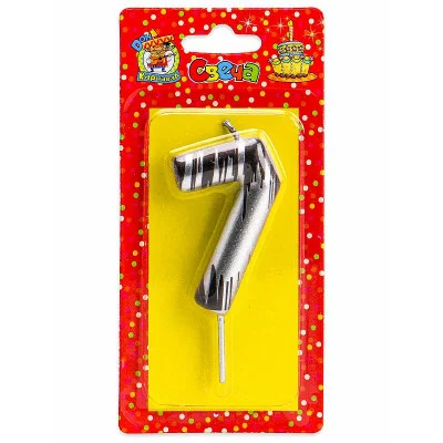 Свеча для торта.Шебби шик, Цифра 7, серебряная С-2506