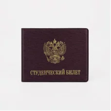 Обложка для студенческого билета, 10,5*0,5*8, тиснение золото, бордо 9305165