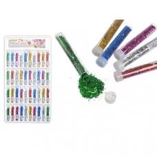 Блёстки M-4296 фигурные декоративные в пластиковой тубе с крышкой, микс 6 цветов