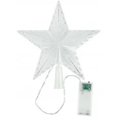 Верхушка на ёлку "Звездочка", 20 см, 10 LED, 2 режима, теплый желтый свет, от  батареек. НУ-2593