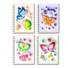 Блокнот БАБОЧКИ 13х18 см, 78 л. внутренний блок в клетку, мягкая объемная обложка M-3165