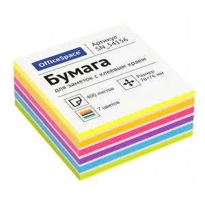 Самоклеящийся блок OfficeSpace 76*76мм, 400л., 7 неоновых цветов 314720