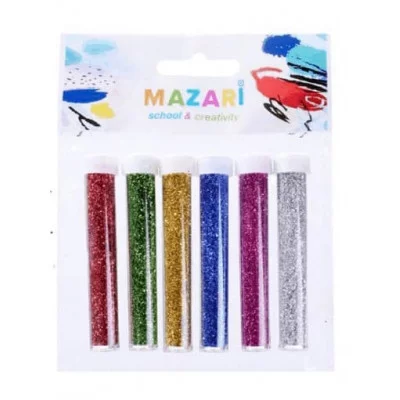 Набор блёсток M-9802 декоративных, 6 цветов х 4 г, в пластиковых тубах, ОПП-упаковка с европодвесом M-9802