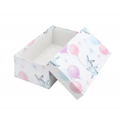 Коробка прямоугольная подарочная Зайка на воздушном шаре 19 х 13 х 8 см РазборПП-4526