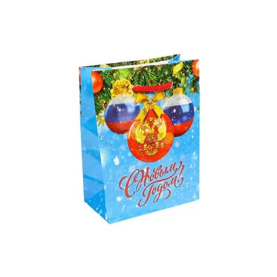 Optima Пакет подарочный с глянцевой ламинацией 18x23x8 см (М) С Новым годом, Россия!,128 г ПКП-8861