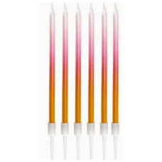 Свечи для торта на подставках "Волшебство" 0.4*10 5 + 3см 6шт розово-золотистые С-2041