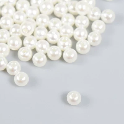 Набор бусин декоративных пластик "Жемчуг" (набор 100 шт) 0,6х0,6 см 1056516