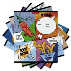 Тетрадь школьная ученическая ErichKrause® Food Battle, 24 листа, клетка MIX-PAC 58265 024010154-58265