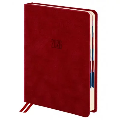Ежедневник датированный 2026 B6 125х173 мм, GALANT "Vivid", под кожу, красный, 117413