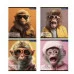 Тетрадь 48л., А5, клетка, Alingar "Funny monkey", скрепка, мелованный картон (стандарт), блок офсет AL10784