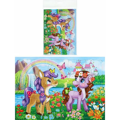 ПАЗЛ-РАМКА. 15 элементов КОРОЛЕВСТВО ПОНИ (Арт. П15-2691)