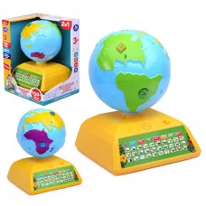 Говорящий глобус с планшетом "Азбука животных" (150 фактов, звуков, свет, на бат.) в коробке HT699-R