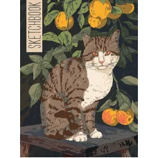 СКЕТЧБУК А5. КОШКА НА ТАБУРЕТКЕ (выб.лак, хаки резинка) 467-0-159-11651-6