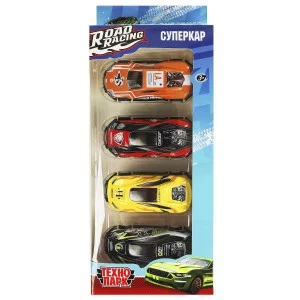 Машина металл ROAD RACING набор СУПЕРКАР 7,5 см, 4 шт, в ассорт Технопарк 369100