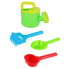 ТМ "Компания Друзей" Песочный набор № 557 зелено-желтый (в комп.лейка 0,35 л, грабли, лопатка, сито 17 см) 16х14х14 см JB5600305