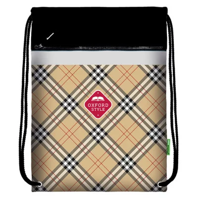 Мешок д/обуви БЕЖЕВАЯ КЛЕТКА 40х48 см 1 отд.с карм. на молнии 167370