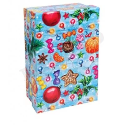 Одинарная прямоугольная коробка Новогодняя атмосфера 17*11*6 см НК-0572