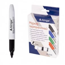 Маркер перманентный, черный, Alingar, утолщенный пулевидный, 3 мм AL524