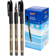 TM"Profit"Ручка гелевая ЧЕРНАЯ (РГ-6835) d=0,5, с полупрозрач корп и резиновым держ,инд ШК РГ-6835