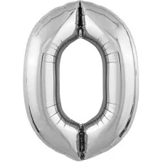 Шар Agura Slim серебро цифра 0 (40\'\'/102 см) 754603
