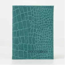 Обложка д/автодокументов 9*0,5*12 см, нат, КРС крокодил, зеленый 7096784