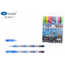 Набор гелевых ручек: "АСТРОНАВТЫ"; ароматизированные, с блёстками, цветной пластиковый корпус рису МС-5483-12