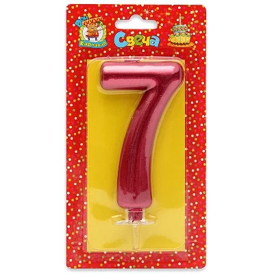 Свеча для торта Красный металлик (большая) Цифра 7 С-1859 466-5-305-41859-0