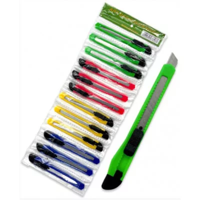 Нож канцелярский (мал) 9мм 1шт DI-782 пластик цвет ассорти 332744