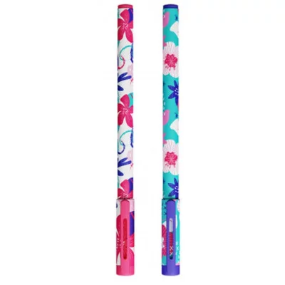 Ручка шариковая Yalong на масляной основе "Розовые цветы" 07 мм синяя игольчатый наконечник 1шт YL232686