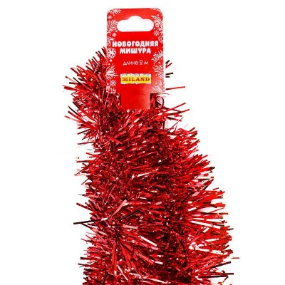 Мишура красная Новогоднее чудо, длина 2 м, d 7 см НУ-2362
