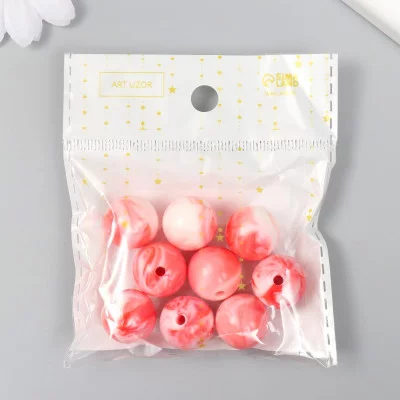 Бусины пластик "Разводы краски. Красные" набор 20 гр d=1,6 см 9424521