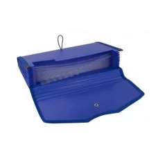 Папка-картотека Alingar 260х140 мм на пуговице пластик 900 мкм 12 отделений синий 1шт AL12823