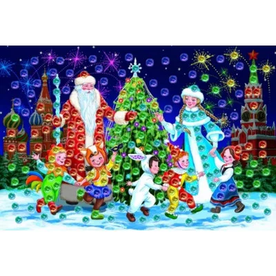 МОЗАИКА ИЗ ПАЙЕТОК. Формат А4. Новогодний хоровод (Арт. М-6058)