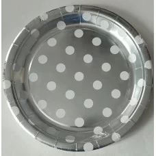 Набор тарелок картонных Горох серебро 10шт. 3615